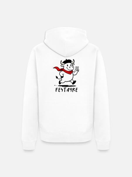 Festayre, Stier der Férias - Unisex Premium Bio Zip Hoodie - Weiß