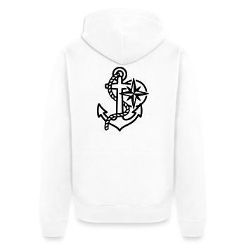 Anchor Wind Rose Maritime Logo - Unisex Premium Organic Zip Hoodie - white - Back - Thijin (182cm)