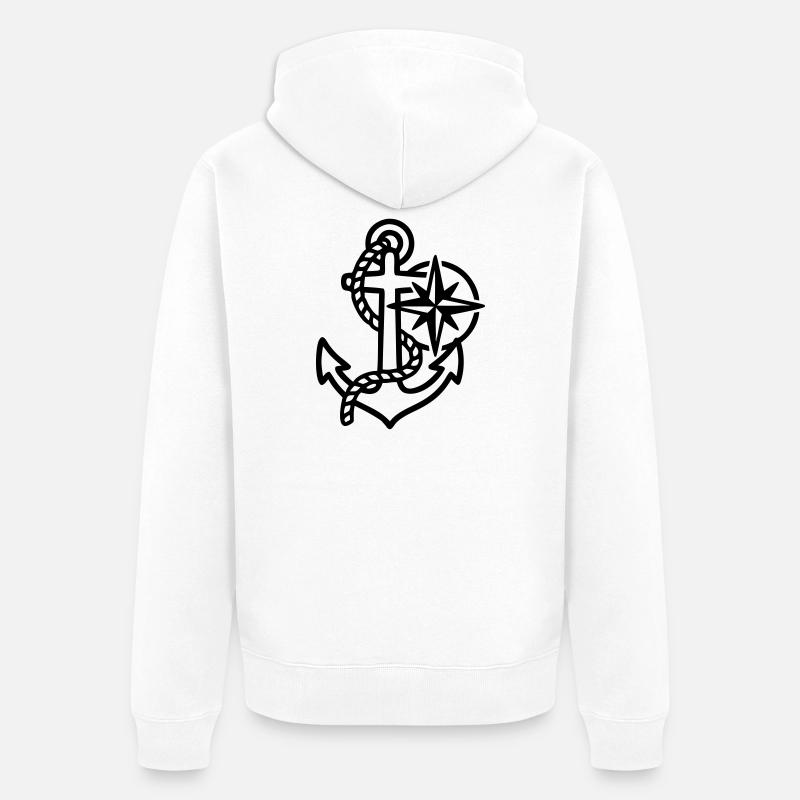 Anker Windrose Maritim Logo - Unisex Premium Bio Zip Hoodie - Weiß