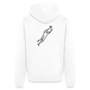 Torwart Fußball Skizze - Unisex Premium Bio Zip Hoodie - Weiß - Hinten - Thijin (182cm)