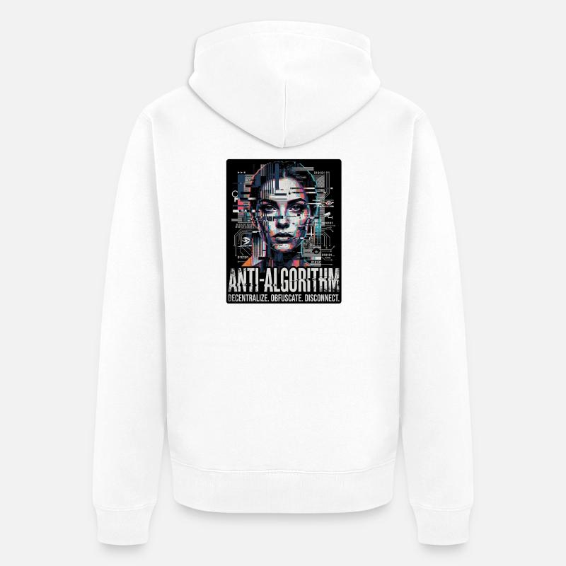 Anti Algorithm - Unisex Premium Bio Zip Hoodie - Weiß