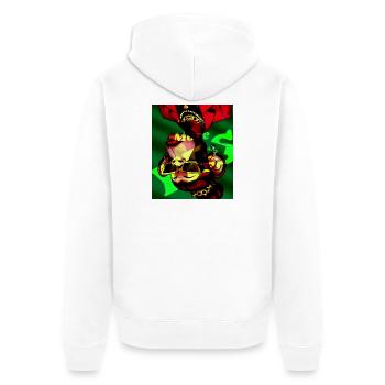 Geometrischer Neon-Tierkopf mit Sonnenbrille - Unisex Premium Bio Zip Hoodie - Weiß - Hinten - Thijin (182cm)