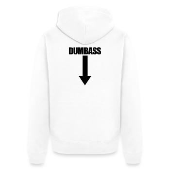 Dummkopf Pfeil nach unten Lustig Ich bin ein Dummk - Unisex Premium Bio Zip Hoodie - Weiß - Hinten - Thijin (182cm)