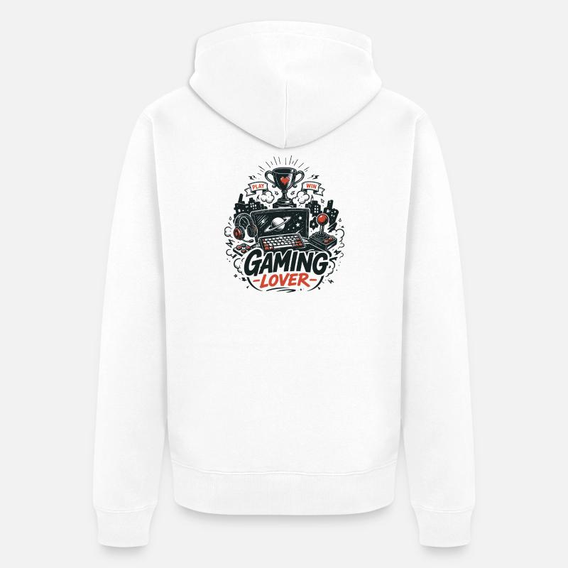 Gaming Lover Retro Controller - Unisex Premium Bio Zip Hoodie - Weiß
