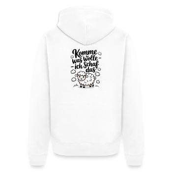 Komme Was Wolle Ich Schafe Das - Unisex Premium Bio Zip Hoodie - Weiß - Hinten - Thijin (182cm)