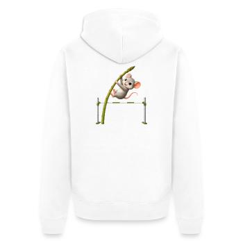 Funny Mouse Asparagus High Jump Cartoon - Unisex Premium Organic Zip Hoodie - white - Back - Thijin (182cm)