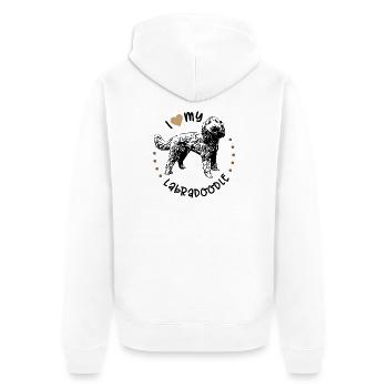 I Love My Labradoodle Cute Doodle Dog Mom Gift - Unisex Premium Organic Zip Hoodie - white - Back - Thijin (182cm)