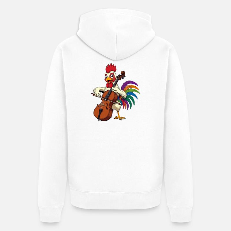 Coq avec violoncelle - Veste à capuche bio Premium Unisexe - blanc