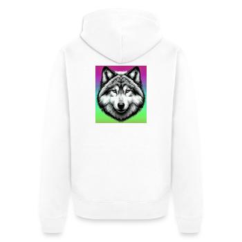 Wolf - Unisex Premium Bio Zip Hoodie - Weiß - Hinten - Thijin (182cm)