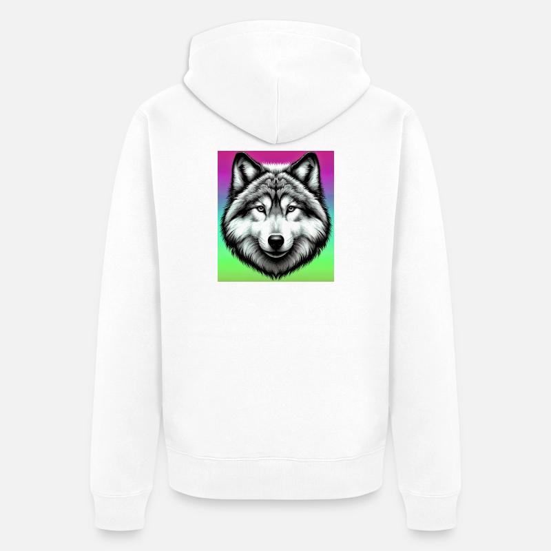 Wolf - Unisex Premium Bio Zip Hoodie - Weiß