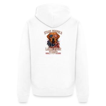 Fox Red Labrador USA Vibes Shirt - Unisex Premium Organic Zip Hoodie - white - Back - Thijin (182cm)