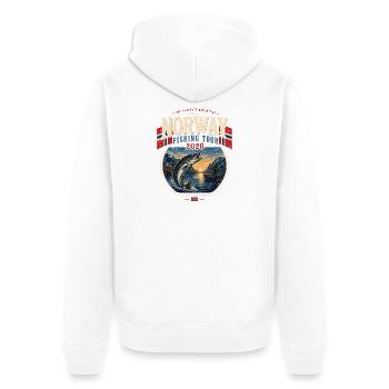 Norway Fishing Tour 2026 - Unisex Premium Organic Zip Hoodie - white - Back - Thijin (182cm)