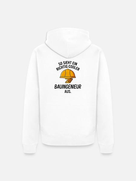 Cooler Bauingenieur Bauhelm Stahlträger Spruch - Unisex Premium Bio Zip Hoodie - Weiß