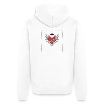 Barbed Heart Crown Tattoo Tee - Unisex Premium Organic Zip Hoodie - white - Back - Thijin (182cm)