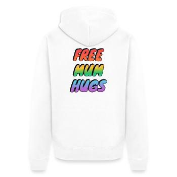 Kostenlose Umarmungen von Müttern - Unisex Premium Bio Zip Hoodie - Weiß - Hinten - Thijin (182cm)