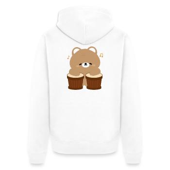 Bear Beats on Drums - Unisex Premium Organic Zip Hoodie - white - Back - Thijin (182cm)