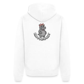 Mère enceinte Hippopotam-un-bébé Hippopotam-un-bébé Hippopotame - Veste à capuche bio Premium Unisexe - blanc - Dos - Thijin (182cm)