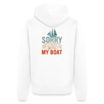Désolé, j’ai des plans avec mon capitaine de bateau, Sail Sailo. - Veste à capuche bio Premium Unisexe - blanc - Dos - Thijin (182cm)