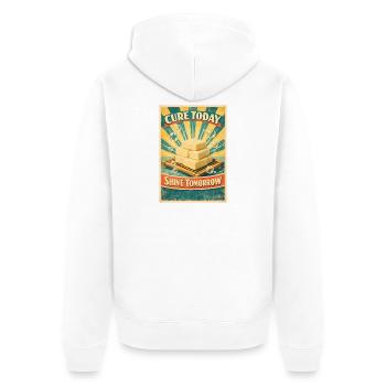 Heute reifen | Seife selber machen - Unisex Premium Bio Zip Hoodie - Weiß - Hinten - Thijin (182cm)