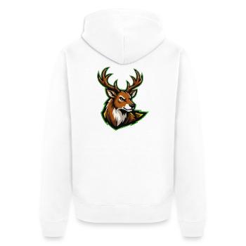 Wild Deer Head Cartoon Style - Unisex Premium Organic Zip Hoodie - white - Back - Thijin (182cm)