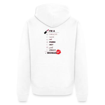 Inscription drôle avec rouge à lèvres rouge et lèvres - Veste à capuche bio Premium Unisexe - blanc - Dos - Thijin (182cm)