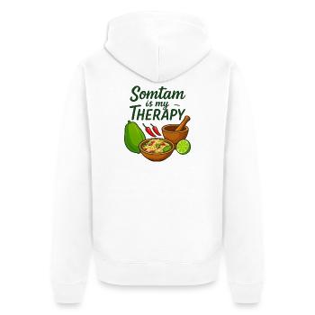 Somtam is my theraphy - Thailand Liebe - Unisex Premium Bio Zip Hoodie - Weiß - Hinten - Thijin (182cm)