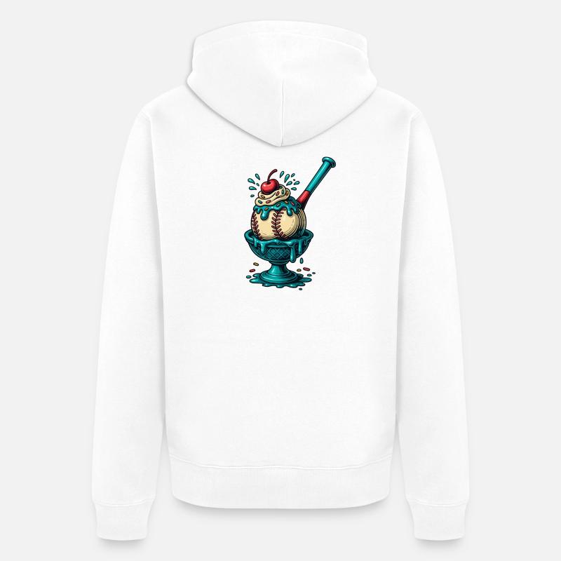Plaisir Sundae de baseball - Veste à capuche bio Premium Unisexe - blanc