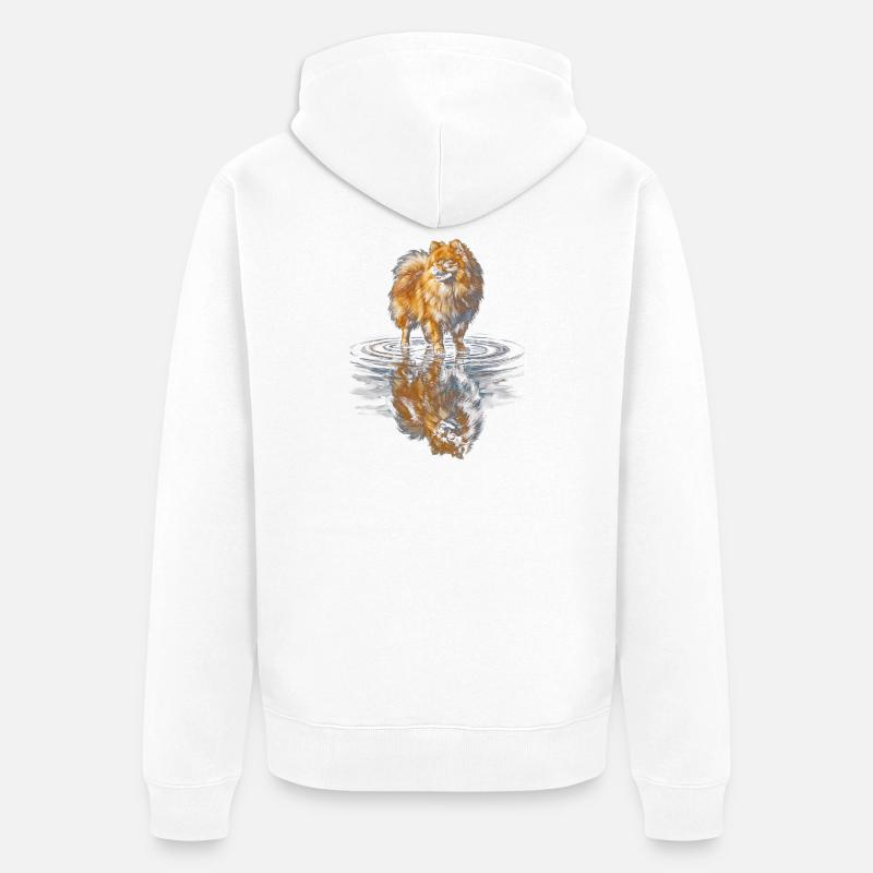Reflet de l’eau de Poméranie - Veste à capuche bio Premium Unisexe - blanc
