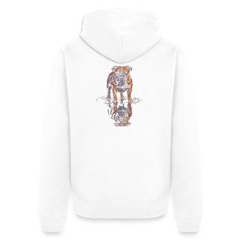 Bulldogge Wasserreflexion - Unisex Premium Bio Zip Hoodie - Weiß - Hinten - Thijin (182cm)