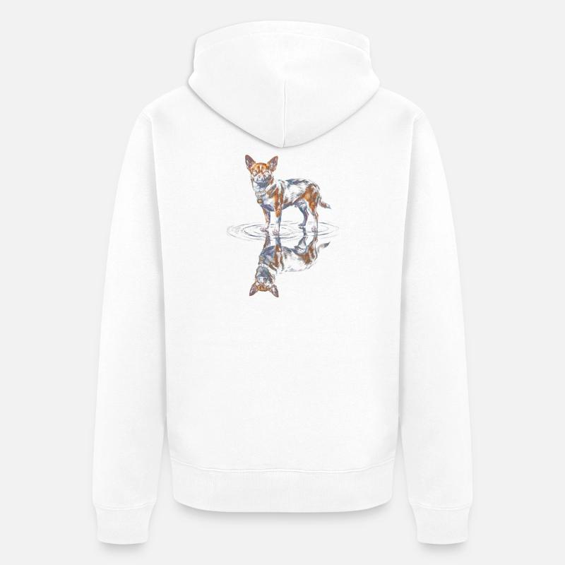 Reflet de l’eau du chihuahua - Veste à capuche bio Premium Unisexe - blanc