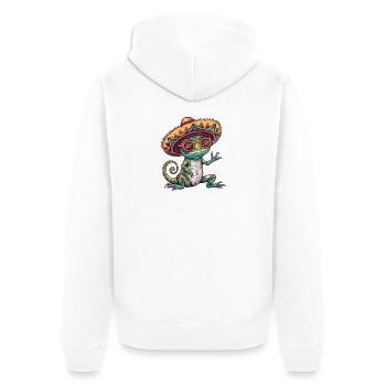 Chameleon Lustig Sombrero - Unisex Premium Bio Zip Hoodie - Weiß - Hinten - Thijin (182cm)