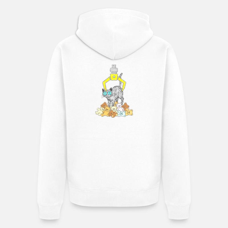 Chat noir sous griffe jaune - Veste à capuche bio Premium Unisexe - blanc