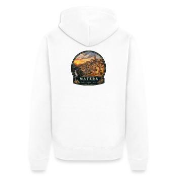 Mediterraner Urlaub in Matera Italien Altstadt - Unisex Premium Bio Zip Hoodie - Weiß - Hinten - Thijin (182cm)