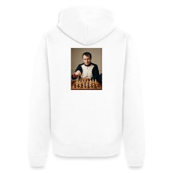 Napoleon spielt Schach. - Unisex Premium Bio Zip Hoodie - Weiß - Hinten - Thijin (182cm)