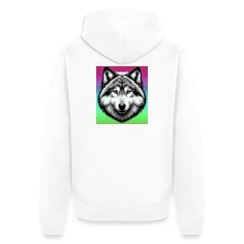Wolf - Unisex Premium Organic Zip Hoodie - white - Back - Thijin (182cm)