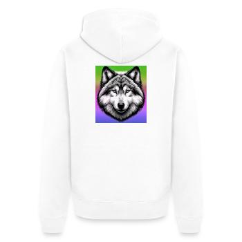 Wolf - Unisex Premium Bio Zip Hoodie - Weiß - Hinten - Thijin (182cm)