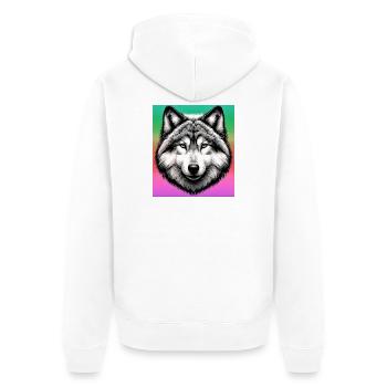 Wolf - Unisex Premium Organic Zip Hoodie - white - Back - Thijin (182cm)