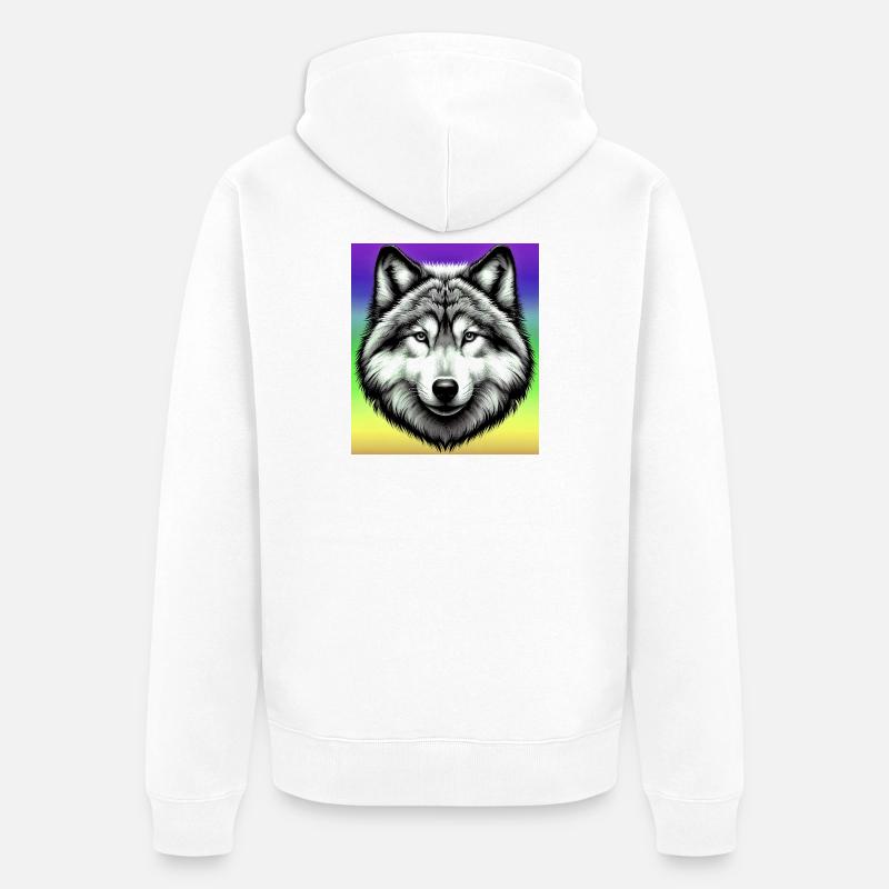 Loup - Veste à capuche bio Premium Unisexe - blanc