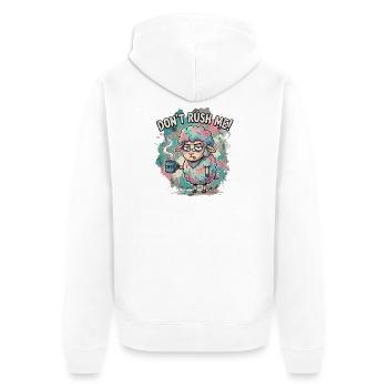 Don't Rush Me Coffee Sheep Cartoon - Unisex Premium Organic Zip Hoodie - white - Back - Thijin (182cm)