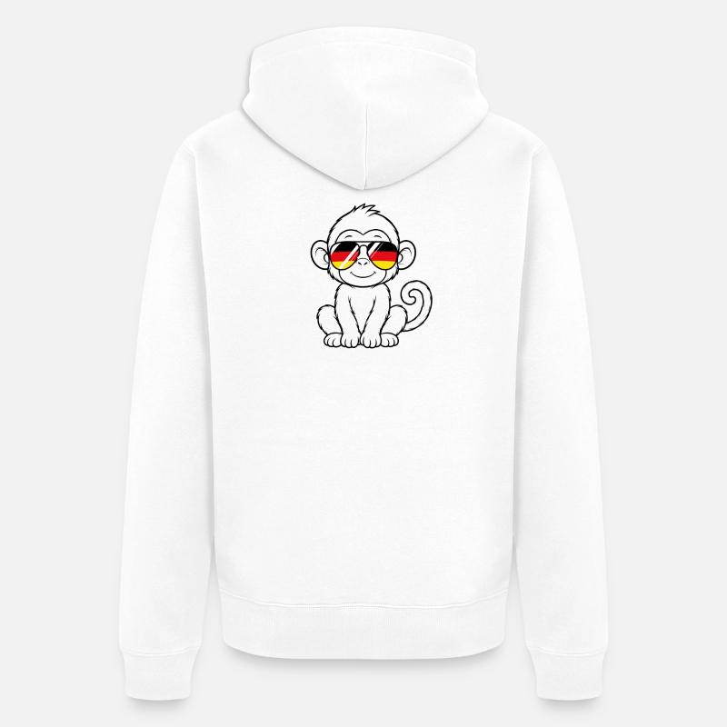 German flag monkey german Germany monkey - Unisex Premium Organic Zip Hoodie - white