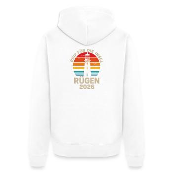 Rügen Insel Retro2026 Leuchtturm - Unisex Premium Bio Zip Hoodie - Weiß - Hinten - Thijin (182cm)
