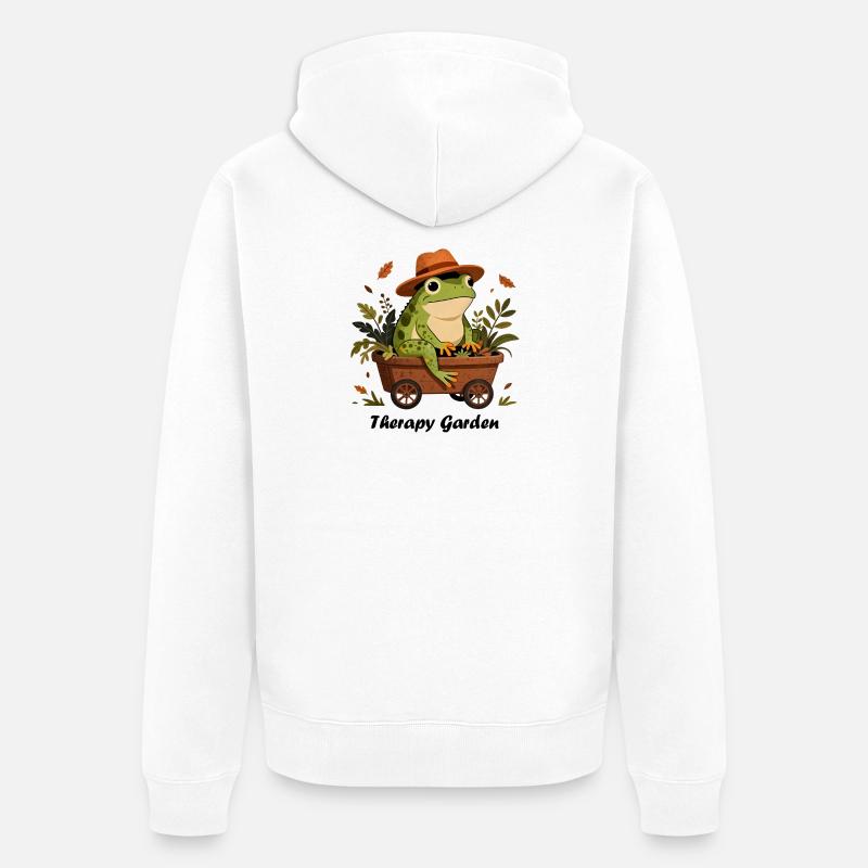 Grenouille jardinier, therapy garden - Veste à capuche bio Premium Unisexe - blanc