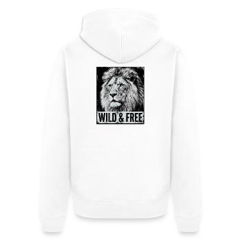 Lion sauvage et libre - Veste à capuche bio Premium Unisexe - blanc - Dos - Thijin (182cm)