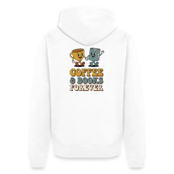 Coffee Books Good Moods Retro Leseratte - Unisex Premium Bio Zip Hoodie - Weiß - Hinten - Thijin (182cm)