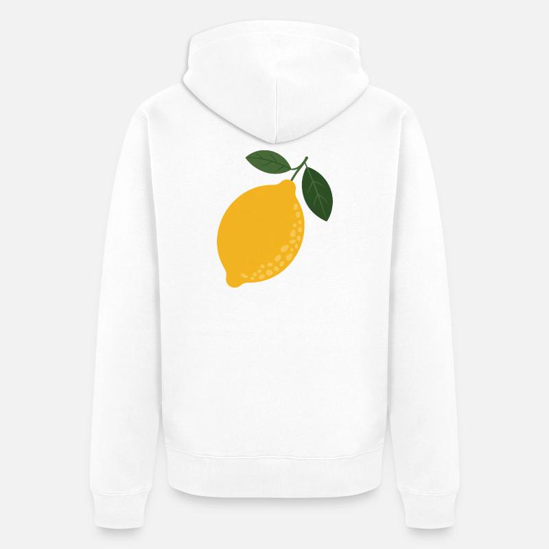 Sunny Lemon mit Leaf Duo - Unisex Premium Bio Zip Hoodie - Weiß