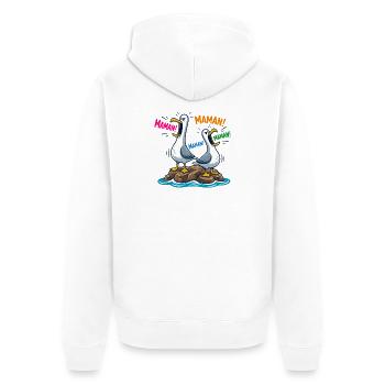 Mama Seagulls Humor Mother's Day - Unisex Premium Organic Zip Hoodie - white - Back - Thijin (182cm)