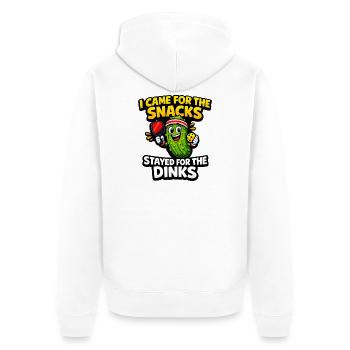 Gurkenheld: Snacks statt Dinks - Unisex Premium Bio Zip Hoodie - Weiß - Hinten - Thijin (182cm)