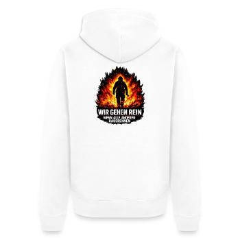 Feuerwehrheld Mut in Flammen - Unisex Premium Bio Zip Hoodie - Weiß - Hinten - Thijin (182cm)