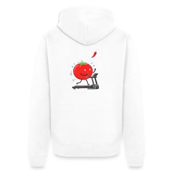 Tomato on treadmill - Unisex Premium Organic Zip Hoodie - white - Back - Thijin (182cm)