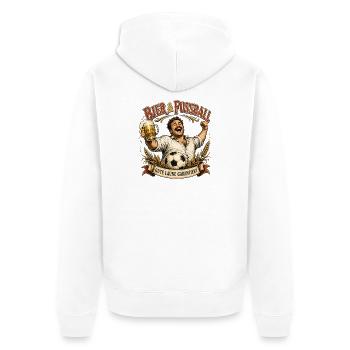 Bier & Fußball Jubler - Unisex Premium Bio Zip Hoodie - Weiß - Hinten - Thijin (182cm)